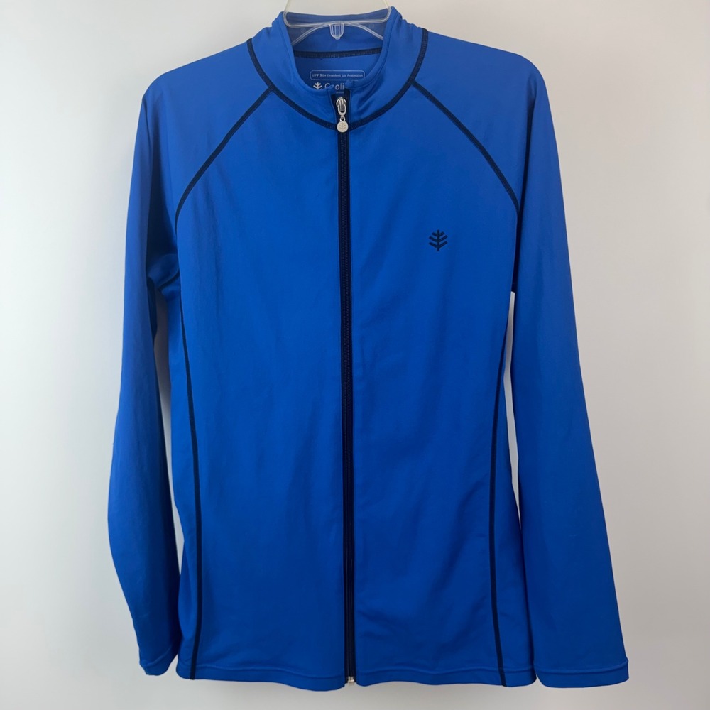 Coolibar Womens UPF 50+ Sun Protection Full Zip Jacket Blue Small RN 106928